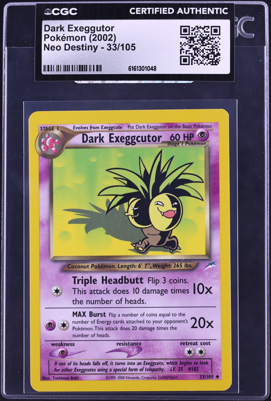 2002 Pokemon Neo Destiny Dark Exeggutor #33 CGC AUTH