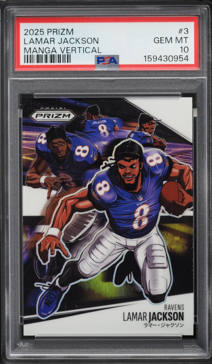 2025 Panini Prizm Manga Vertical Lamar Jackson #3 PSA 10 GEM MINT