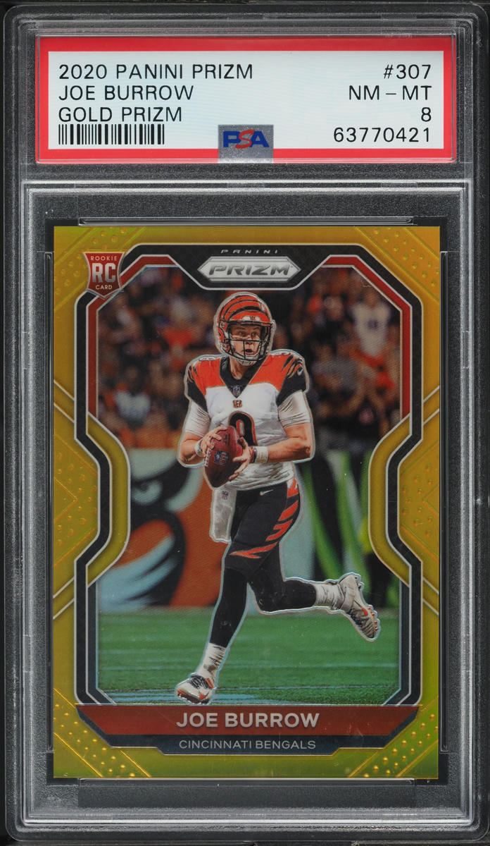 2020 Panini Prizm Gold Joe Burrow ROOKIE 10/10 #307 PSA 8 NM-MT