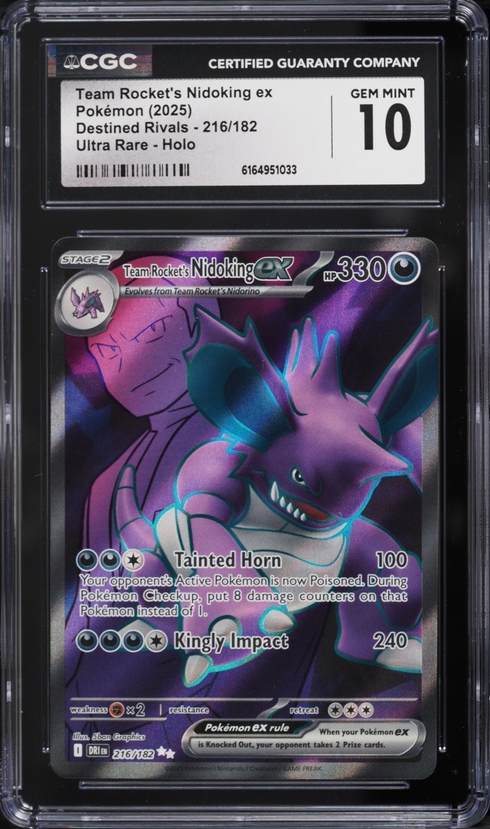 2025 Pokemon Scarlet & Violet Destined Rivals Full Art Team Rocket's Nidoking EX #216 CGC 10