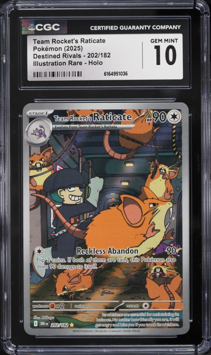 2025 Pokemon Scarlet & Violet Destined Rivals IR Team Rocket's Raticate #202 CGC 10 GEM MINT