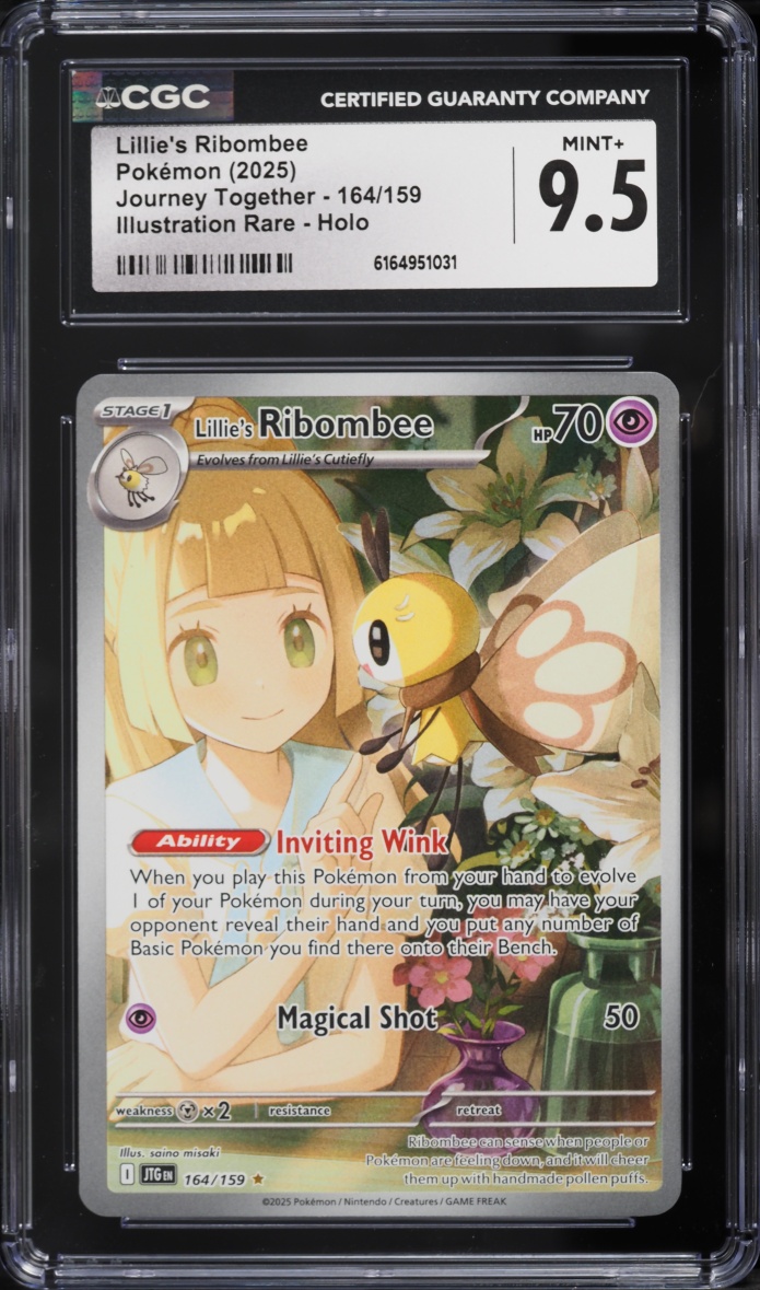 2025 Pokemon Scarlet & Violet Journey Together IR Lillie's Ribombee #164 CGC 9.5 MINT+