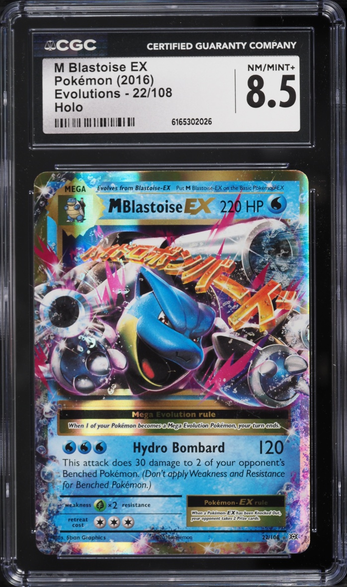2016 Pokemon XY Evolutions Holo M Blastoise EX #22 CGC 8.5 NM-MT+