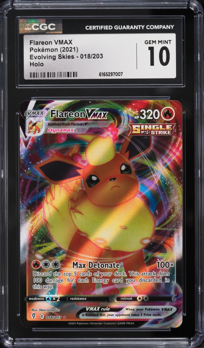 2021 Pokemon Sword & Shield Evolving Skies Full Art Flareon VMAX #18 CGC 10 GEM MINT