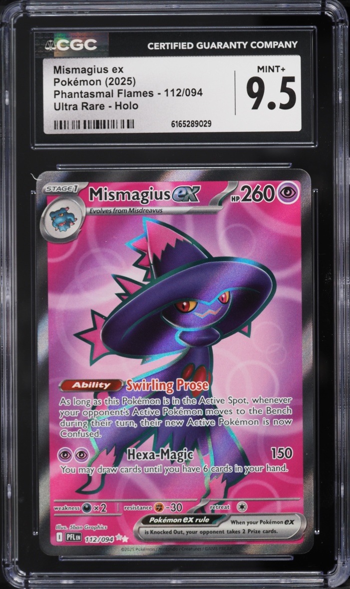 2025 Pokemon Mega Evolution Phantasmal Flames Full Art Mismagius EX #112 CGC 9.5 MINT+