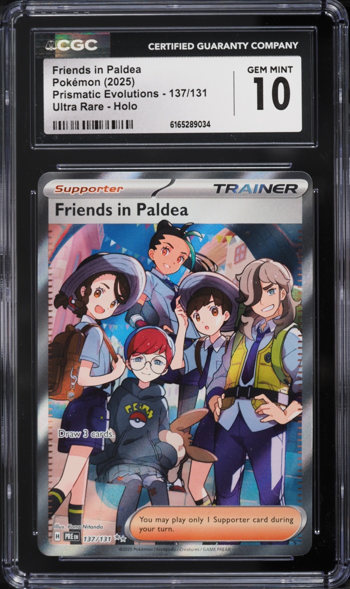 2025 Pokemon SV Prismatic Evolutions Full Art Friends In Paldea #137 CGC 10 GEM MINT