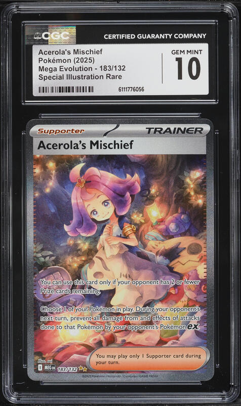 2025 Pokemon Mega Evolution Full Art Acerola's Mischief #165 CGC