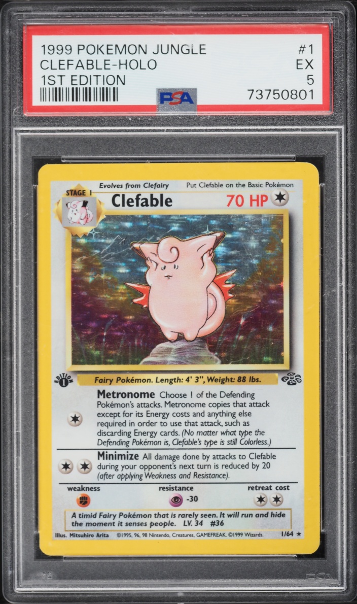 1999 Pokemon Jungle 1st Edition Holo Clefable #1 PSA 5 EX