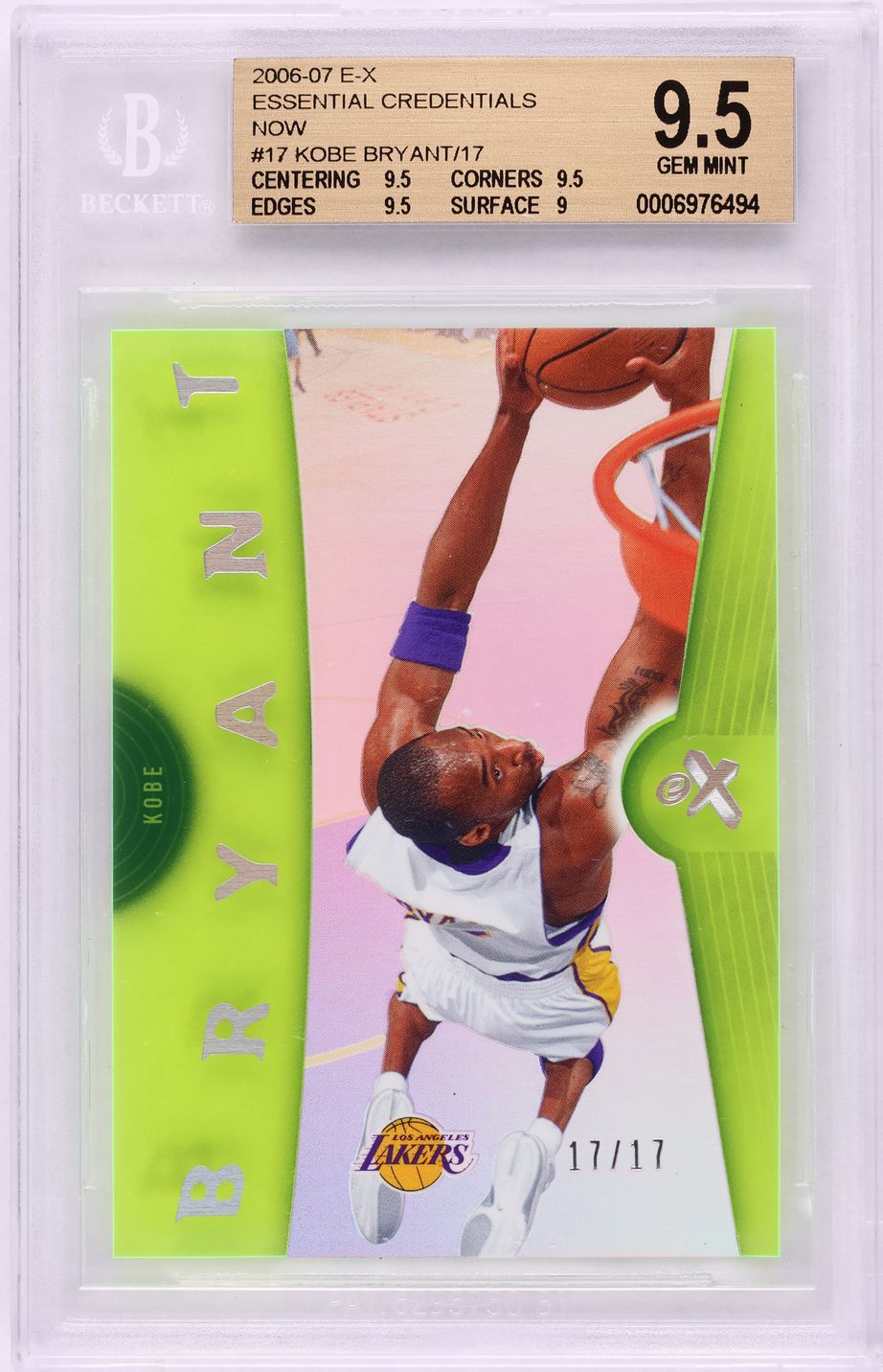 2006 Fleer E-X Essential Credentials Now Kobe Bryant 17/17 #17 BGS 9.5 GEM MINT