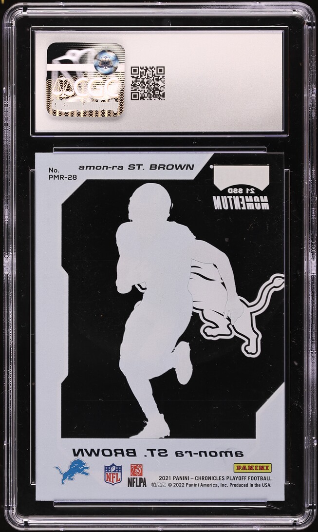 2021 Panini Chronicles Playoff Momentum Amon-Ra St. Brown ROOKIE #PMR-28 CGC 9 MINT