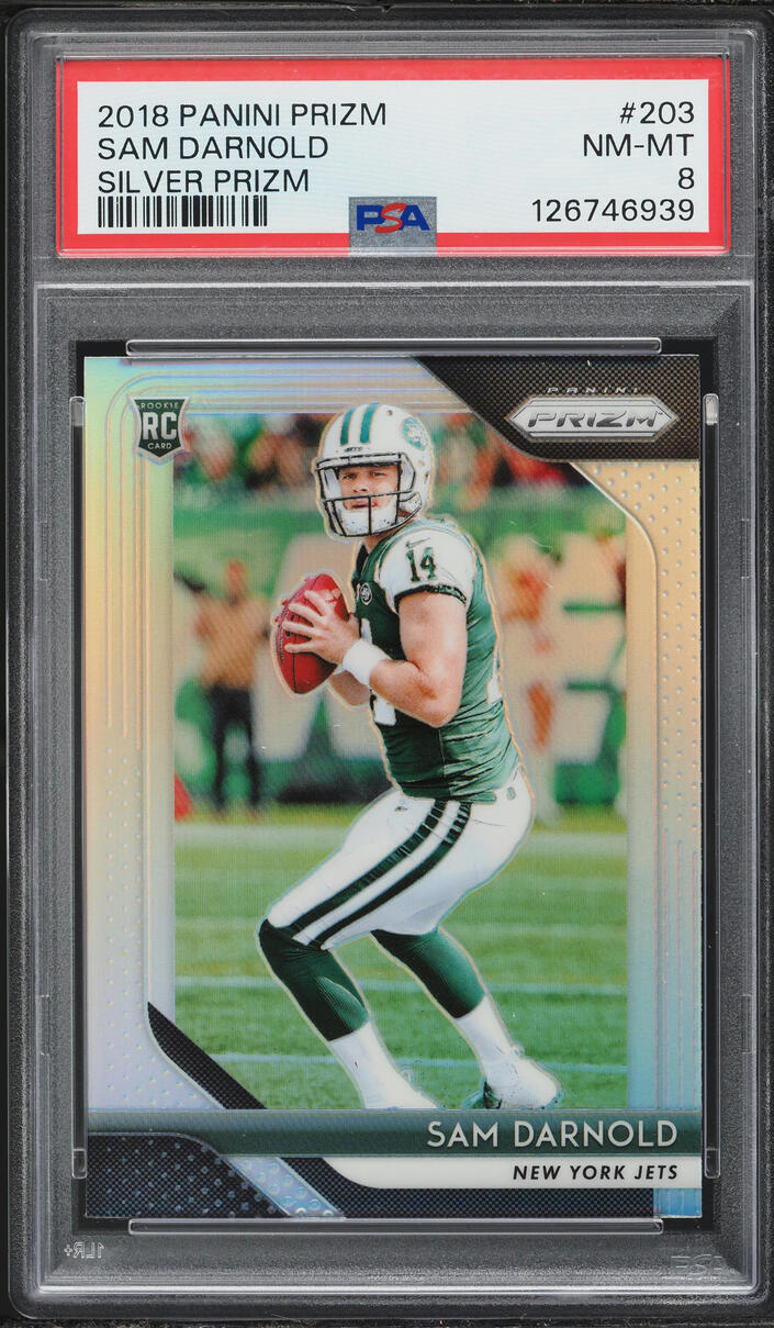 2018 Panini Prizm Silver Sam Darnold ROOKIE #203 PSA 8 NM-MT