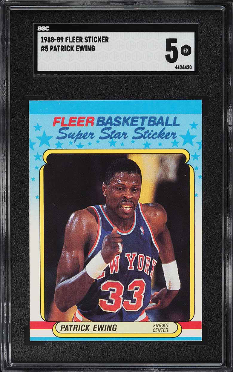 1988 Fleer Sticker Patrick Ewing #5 SGC 5 EX - Main Image