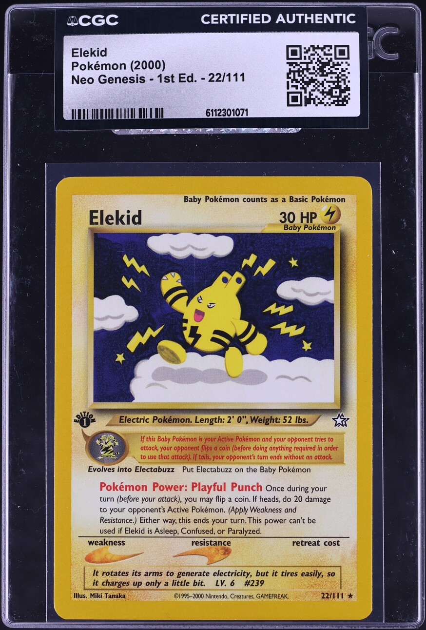 2000 Pokemon Neo Genesis 1st Edition Elekid #22 CGC AUTH