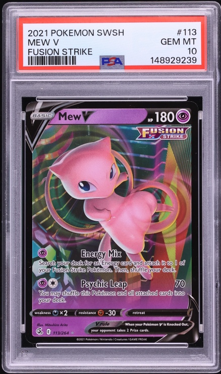 2021 Pokemon Sword & Shield Fusion Strike Holo Mew V #113 PSA 10 GEM MINT