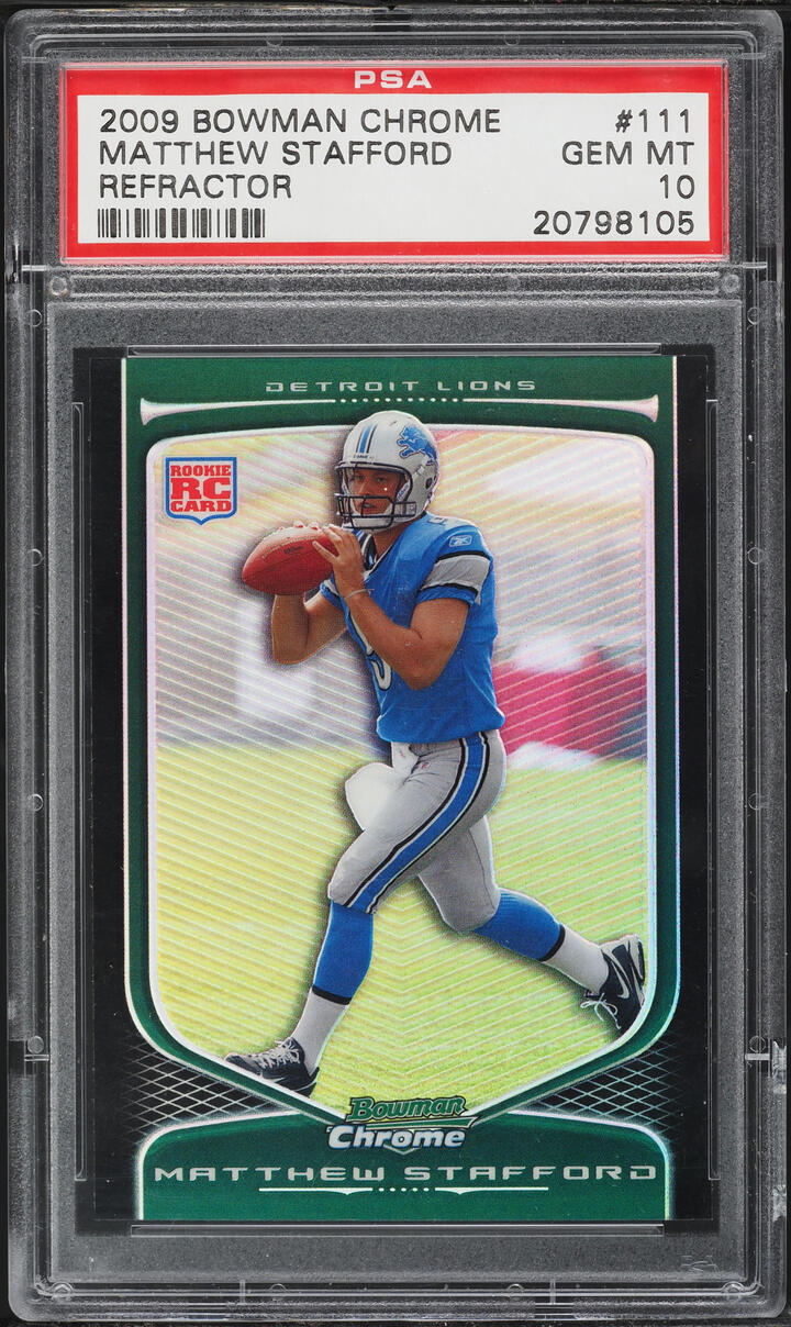 2009 Bowman Chrome Refractor Matthew Stafford ROOKIE #111 PSA 10 GEM MINT - Photo 1
