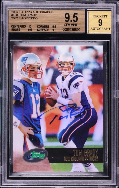 2005 Etopps Football Tom Brady AUTO /155 #TB1 BGS 9.5 GEM MINT
