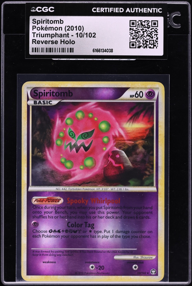 2010 Pokemon HeartGold & SoulSilver Triumphant Reverse Holo Spiritomb #10 CGC AUTH
