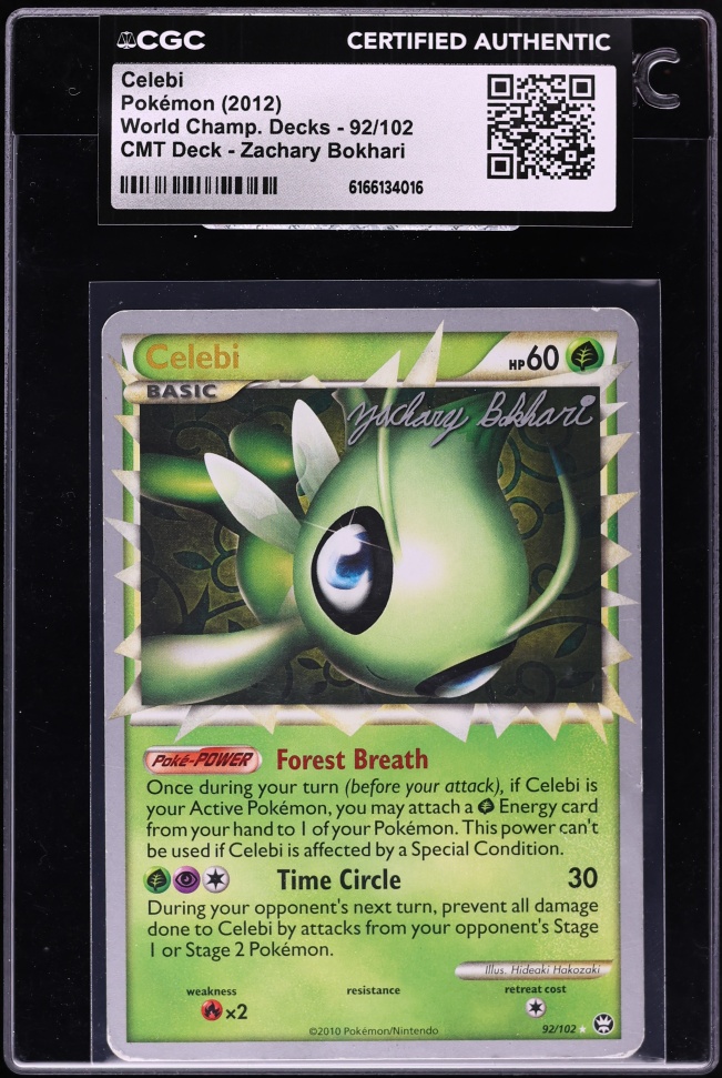 2012 Pokemon World Championship CMT Deck By Zachary Bokhari Celebi #92 CGC AUTH