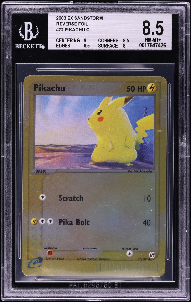 2003 Pokemon EX Sandstorm Reverse Holo Pikachu #72 BGS 8.5 NM-MT+