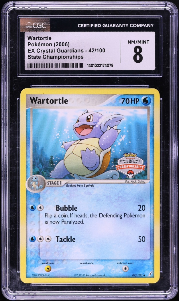 2006 Pokemon EX Crystal Guardians State Championships Wartortle #42 CGC 8 NM-MT