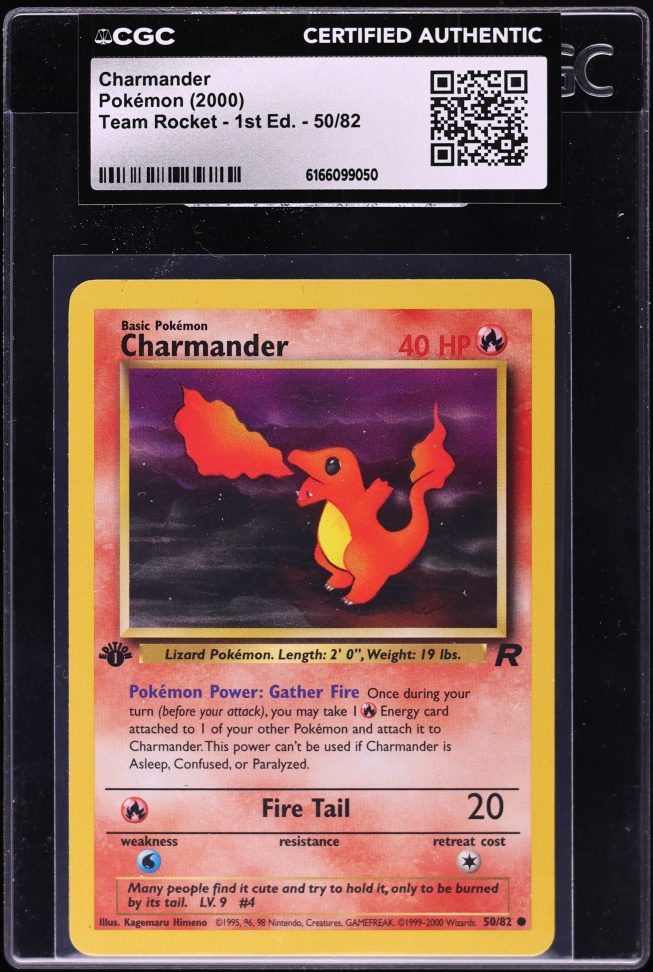 2000 Pokemon Team Rocket 1st Edition Charmander #50 CGC AUTH