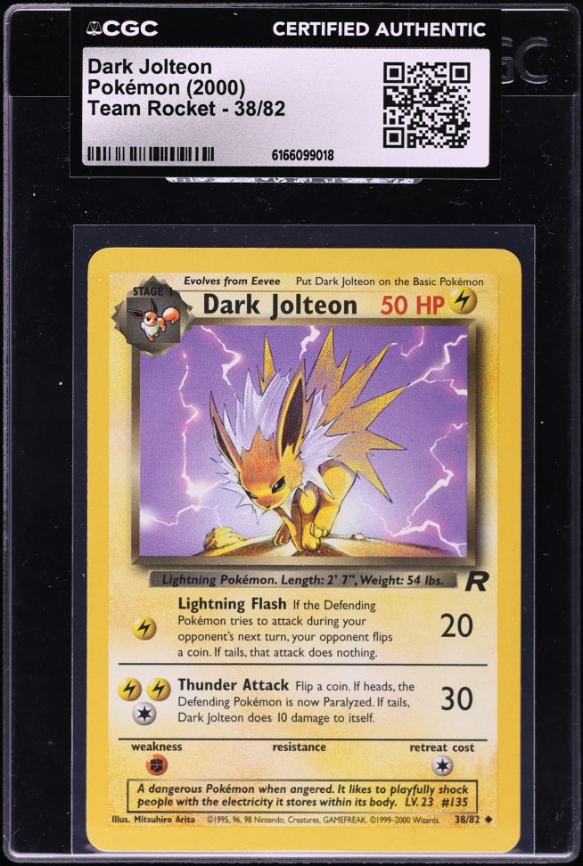 2000 Pokemon Team Rocket Dark Jolteon #38 CGC AUTH