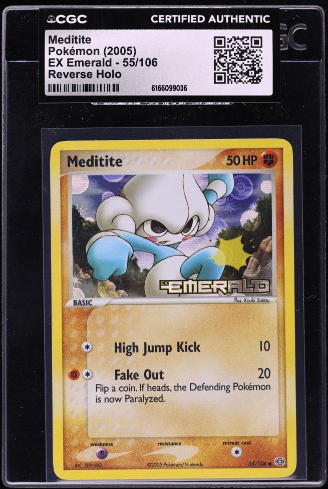 2005 Pokemon Ex Emerald Reverse Holo Meditite #55 CGC AUTH