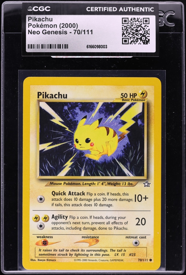 2000 Pokemon Neo Genesis Pikachu #70 CGC AUTH