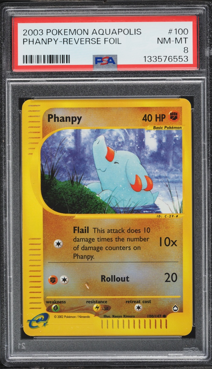 2003 Pokemon Aquapolis Reverse Holo Phanpy #100 PSA 8 NM-MT
