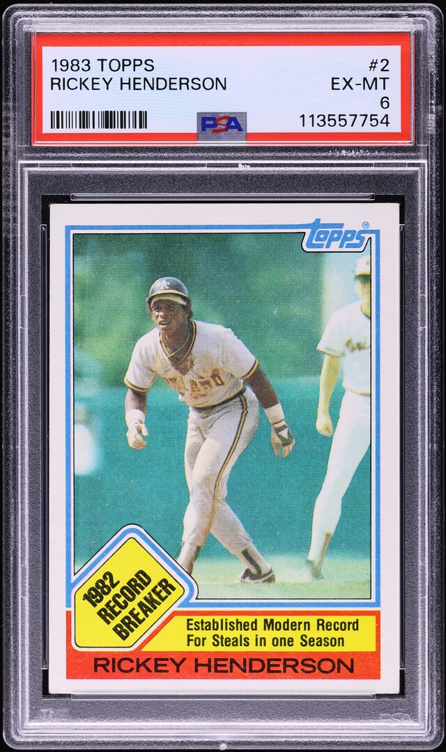 1983 Topps Rickey Henderson '82 RECORD BREAKER #2 PSA 6 EXMT