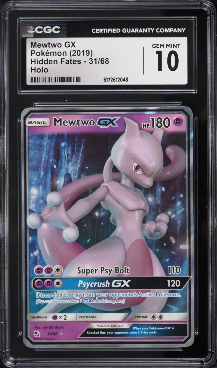 2019 Pokemon Sun & Moon Hidden Fates Holo Mewtwo GX #31 CGC 10 GEM MINT