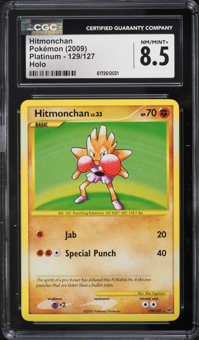 2009 Pokemon Platinum Holo Hitmonchan #129 CGC 8.5 NM-MT+