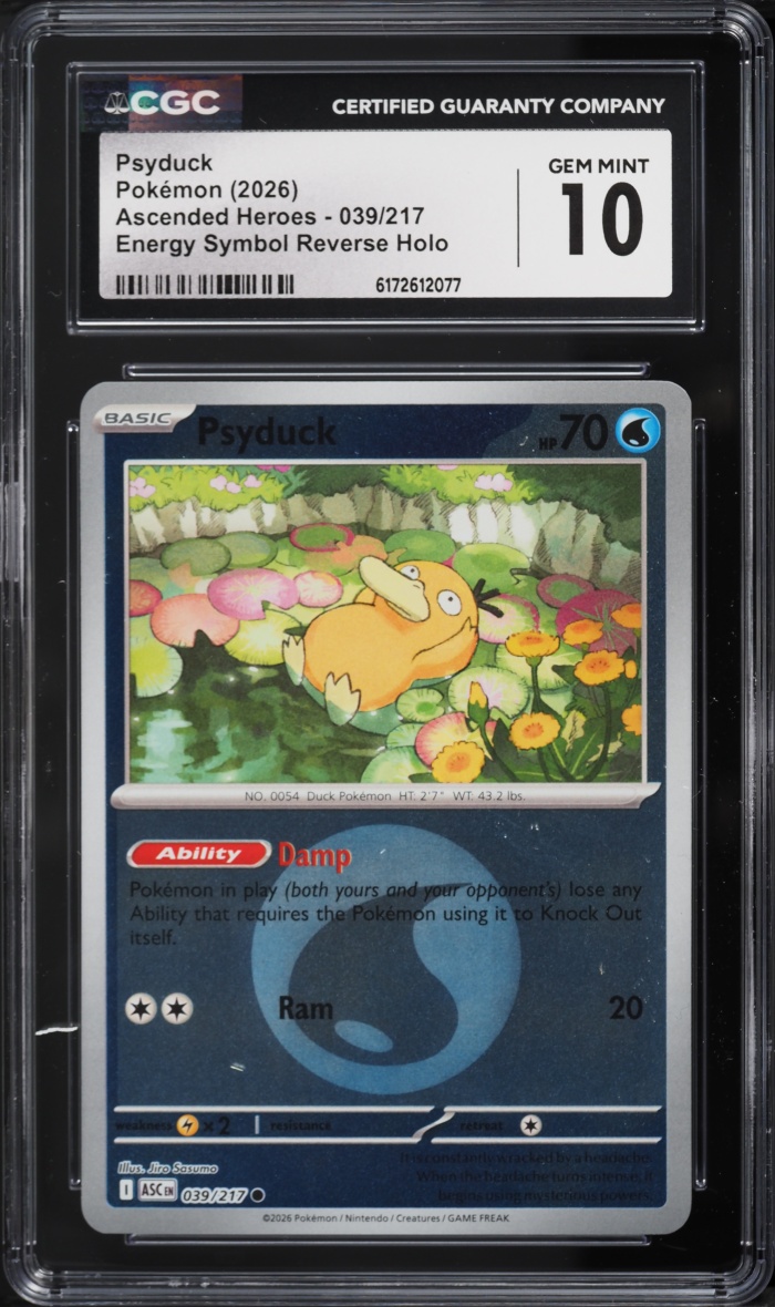 2026 Pokemon Mega Evolution Ascended Heroes Energy Symbol Reverse Holo Psyduck #39 CGC 10 GEM