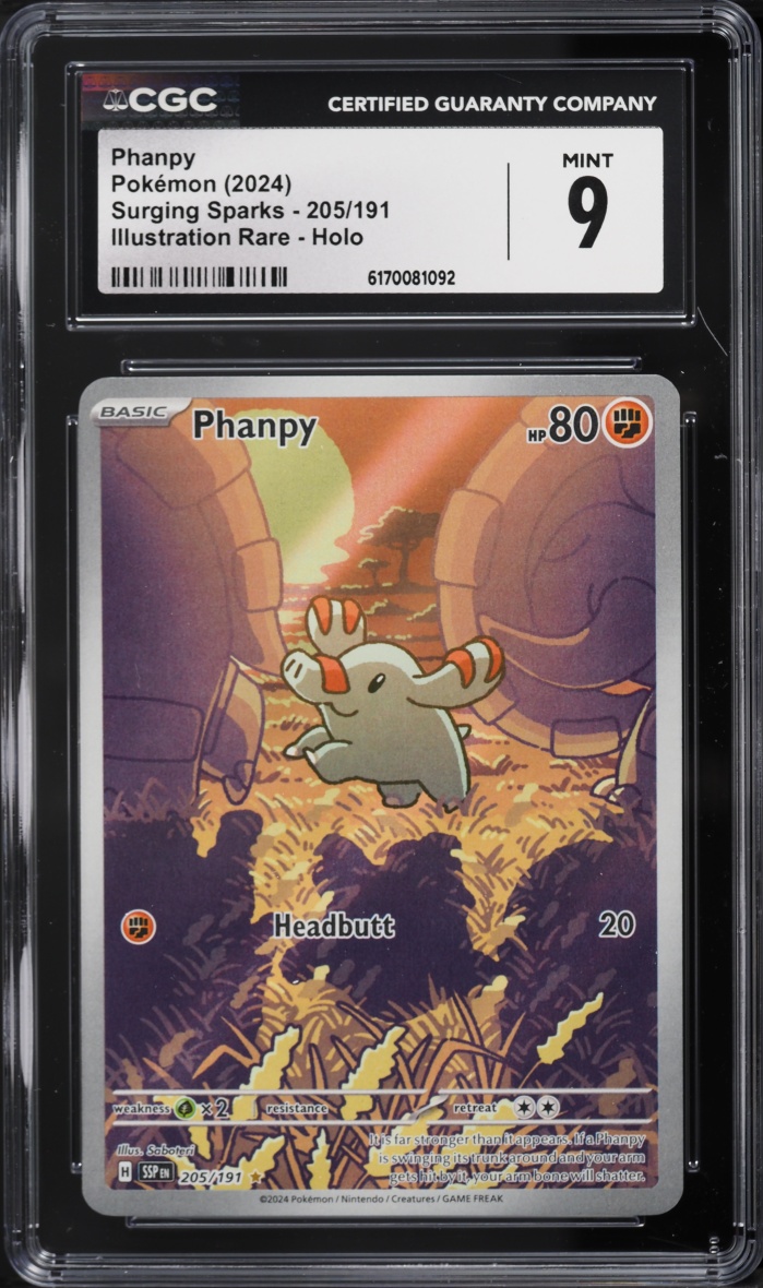 2024 Pokemon Scarlet & Violet Surging Sparks IR Phanpy #205 CGC 9 MINT