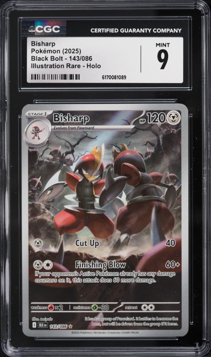 2025 Pokemon Scarlet & Violet Black Bolt IR Bisharp #143 CGC 9 MINT