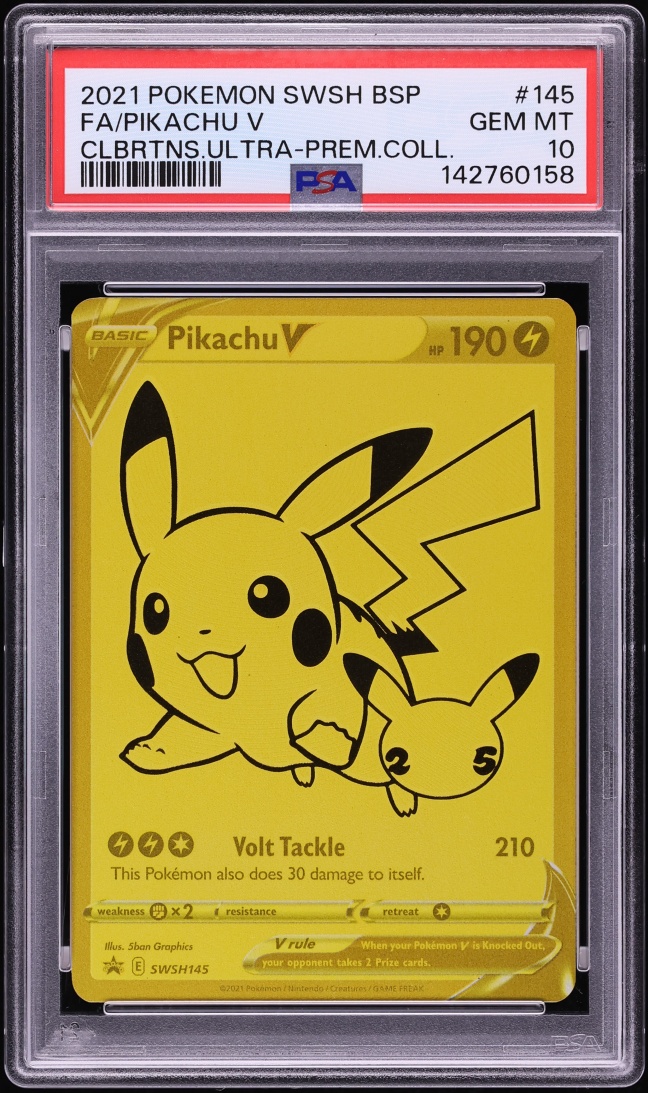 2021 Pokemon Sword & Shield Promo Celebrations Ultra Premium Full Art Pikachu V #SWSH145 PSA 10