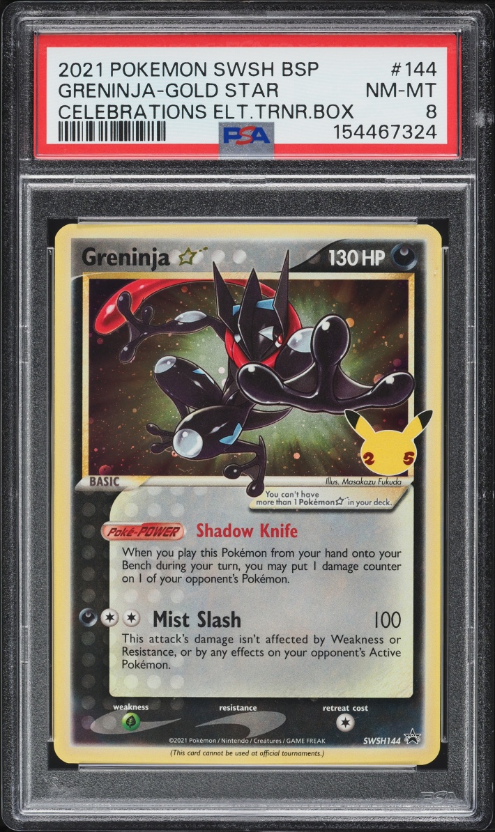 2021 Pokemon Sword & Shield Promo Celebrations Holo Greninja Gold Star #SWSH144 PSA 8 NM-MT
