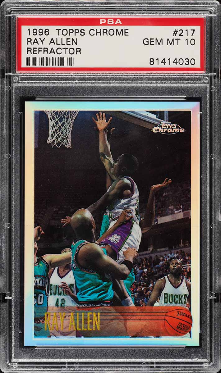 1996 Topps Chrome Refractor Ray Allen ROOKIE #217 PSA 10 GEM MINT