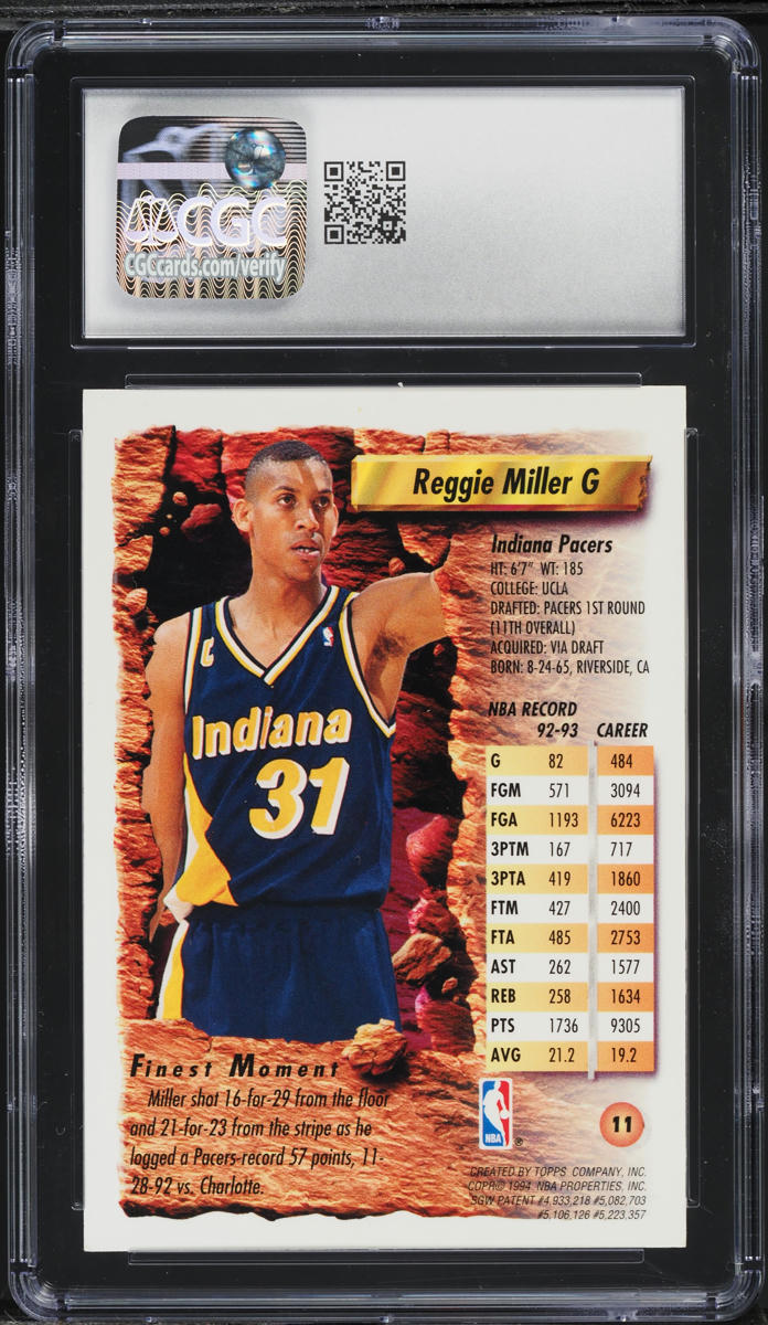 1993 Finest Basketball Reggie Miller #11 CGC 8 NM-MT