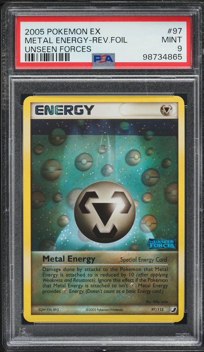 2005 Pokemon EX Unseen Forces Reverse Holo Metal Energy #97 PSA 9 MINT