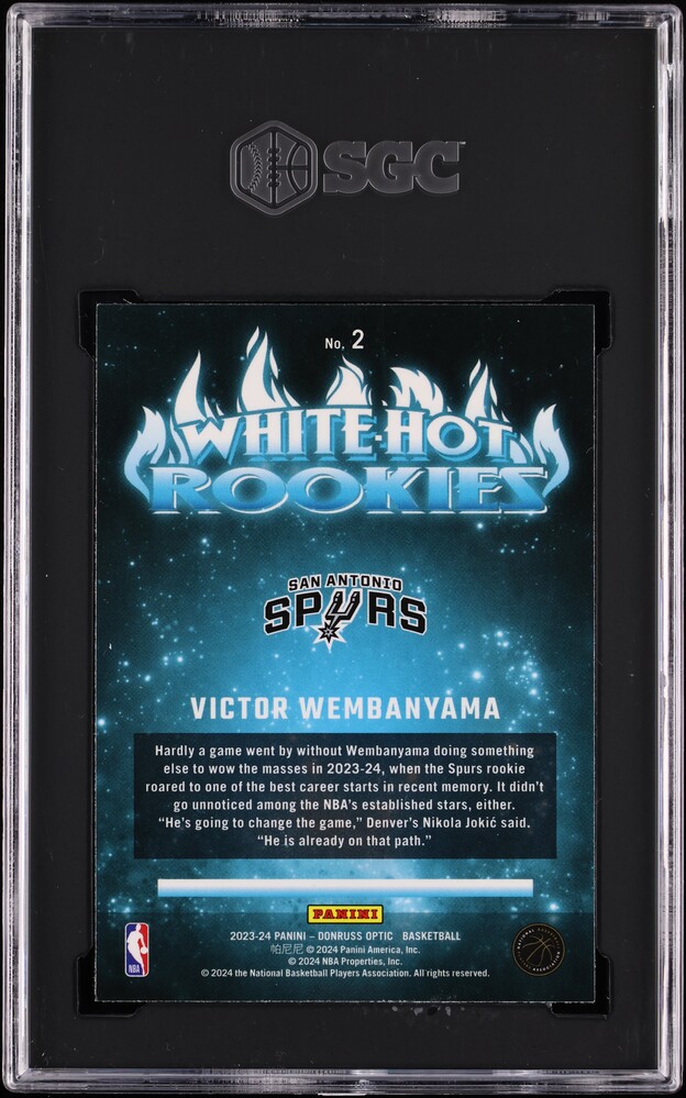 2023 Donruss Optic White Hot Victor Wembanyama ROOKIE #2 SGC 9.5 MINT+