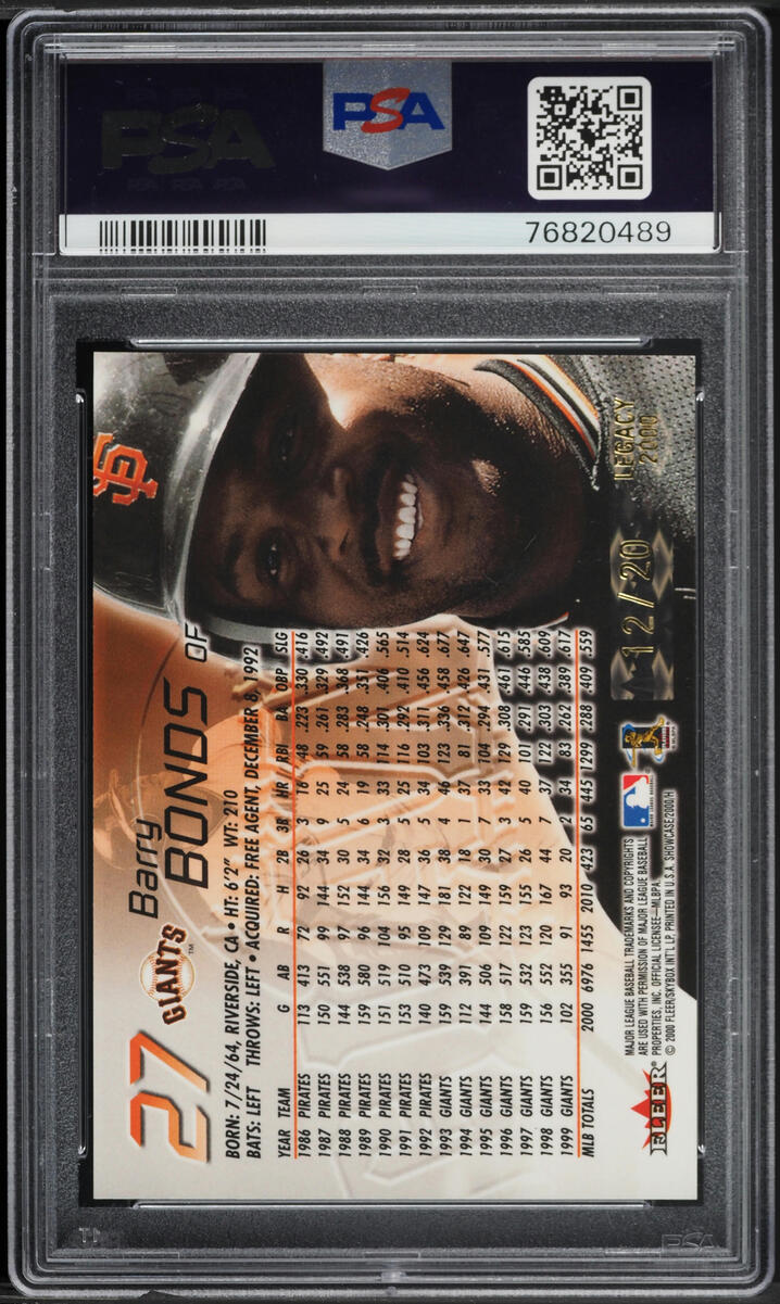 2000 Fleer Showcase Legacy Collection Barry Bonds /20 #27 PSA 9 MINT