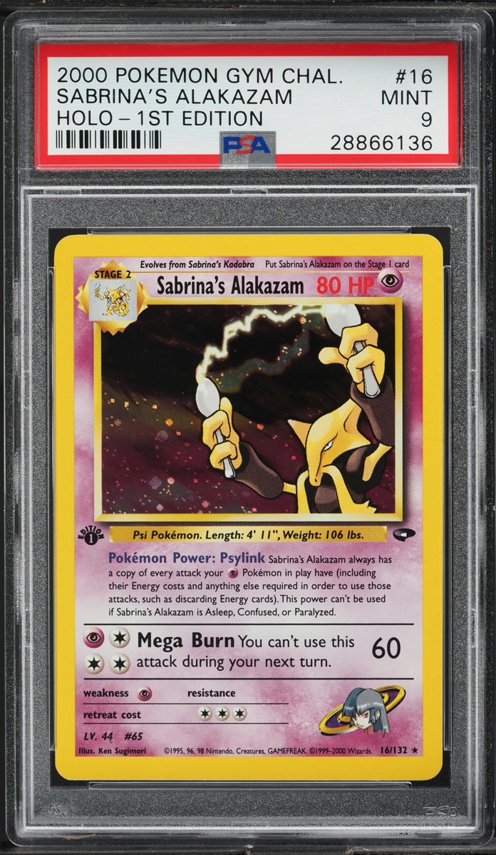 2000 Pokemon Gym Challenge 1st Edition Holo Sabrina's Alakazam #16 PSA 9 MINT