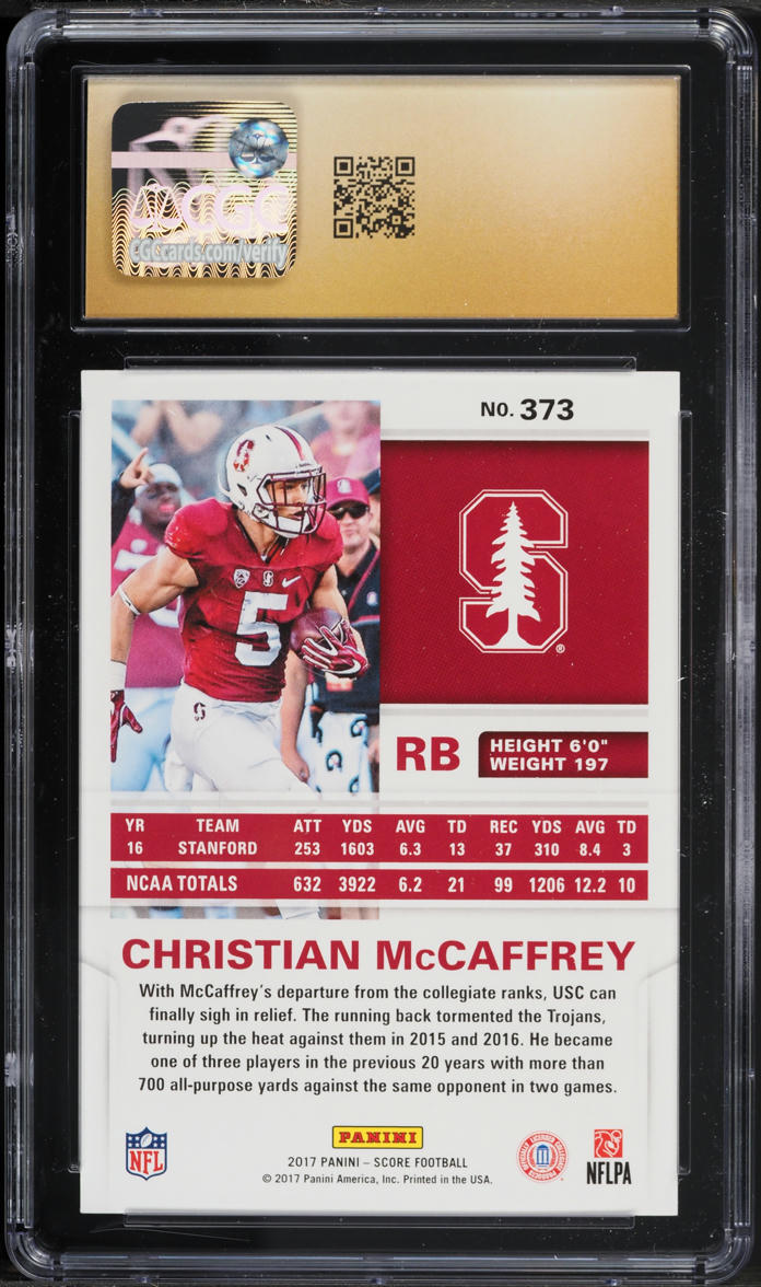 2017 Score Football Christian McCaffrey ROOKIE #373 CGC 10 PRISTINE
