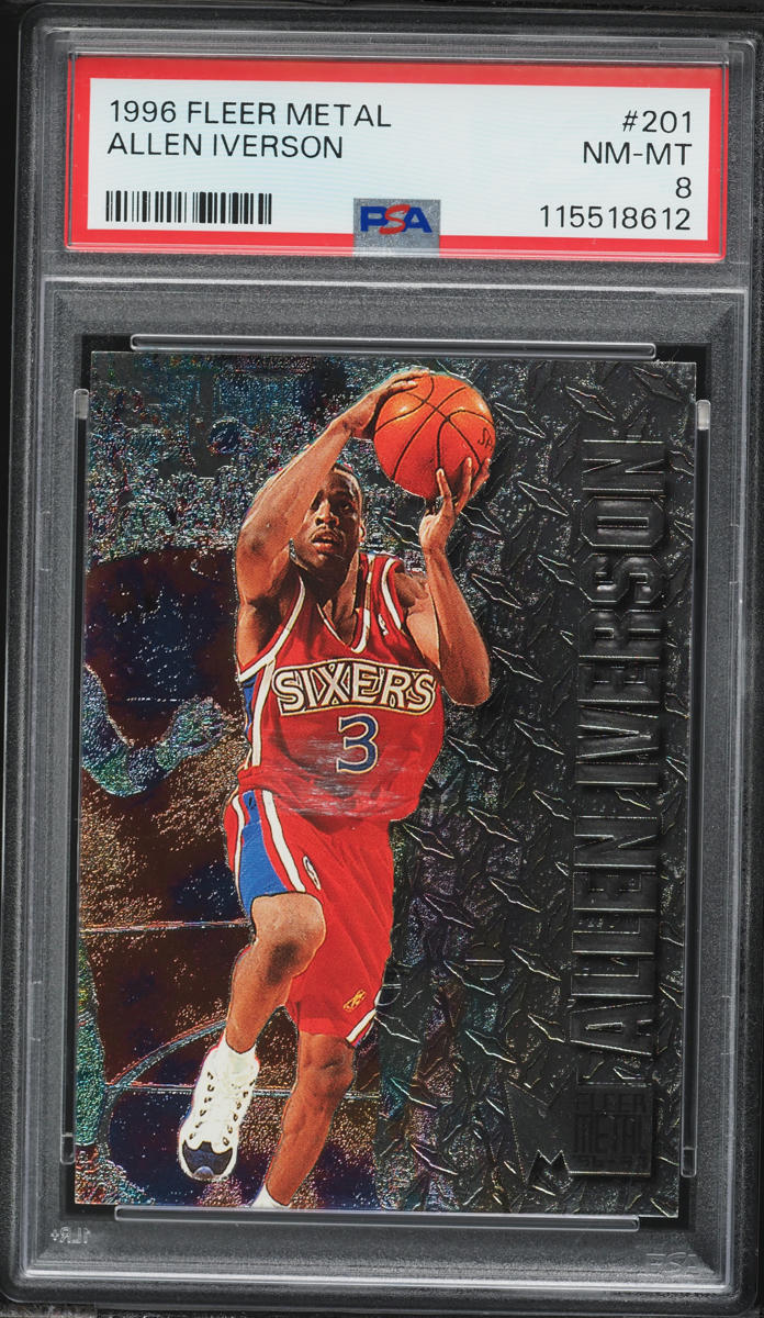 1996 Metal Basketball Allen Iverson ROOKIE #201 PSA 8 NM-MT
