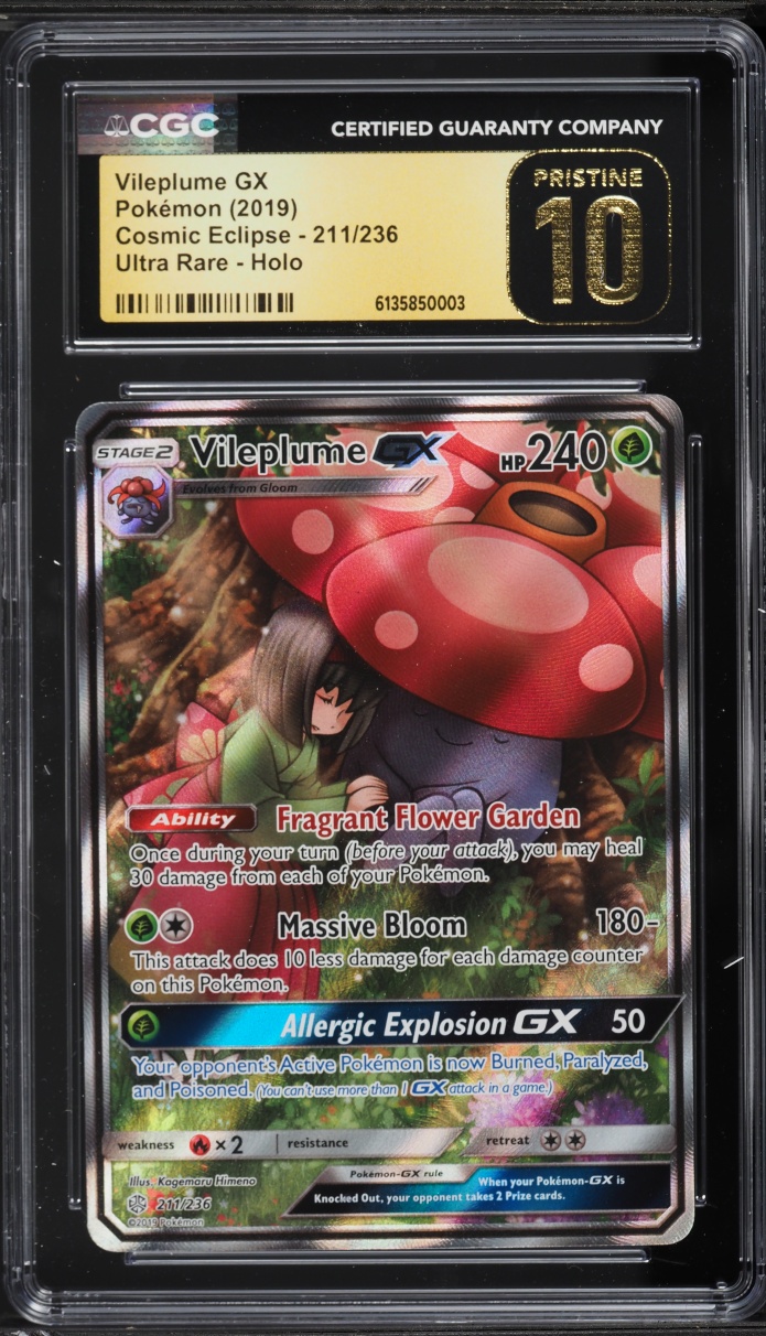 2019 Pokemon Sun & Moon Cosmic Eclipse Alt Art Vileplume GX #211 CGC 10 PRISTINE