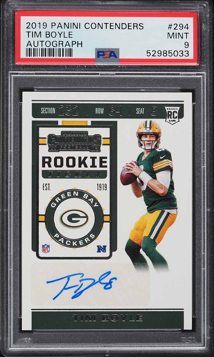 2019 Panini Contenders Tim Boyle ROOKIE AUTO #294 PSA 9 MINT