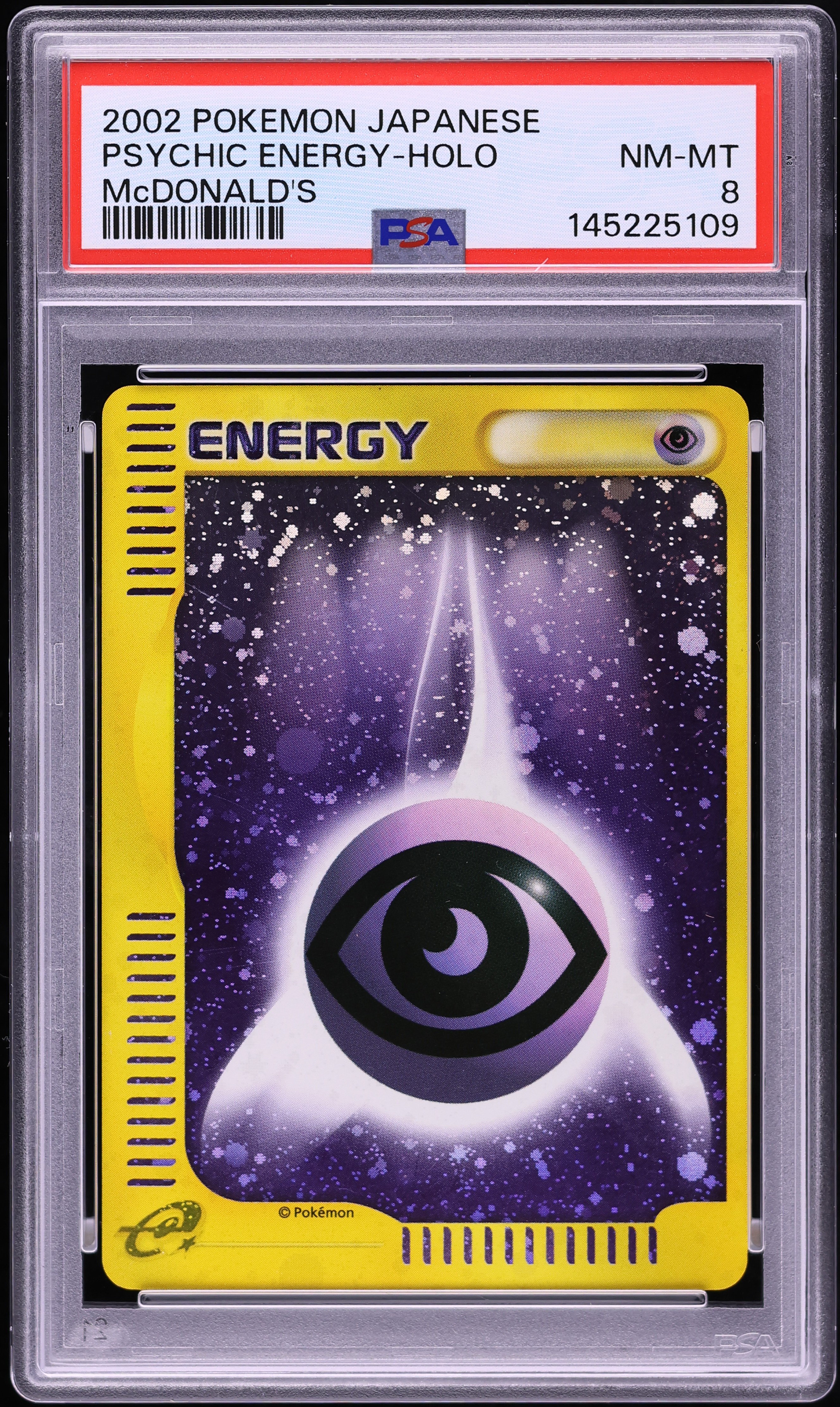 2002 Pokemon Japanese McDonald's Holo Psychic Energy PSA 8 NM-MT