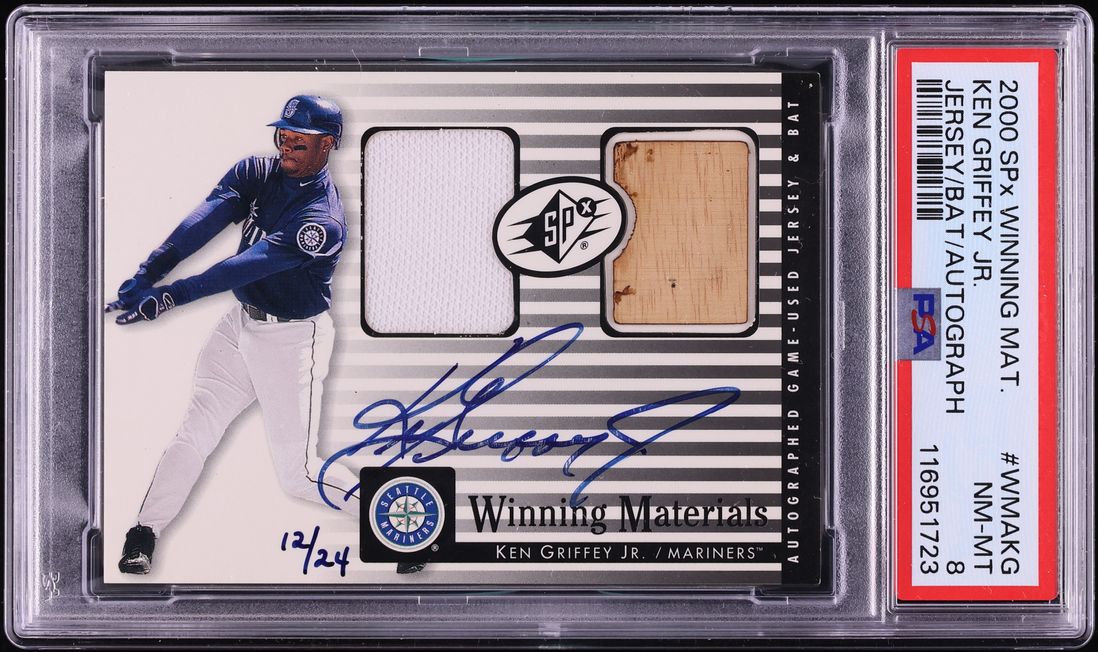2000 SPx Winning Materials Ken Griffey Jr. PATCH AUTO /24 #WMAKG PSA 8 NM-MT - Photo 1