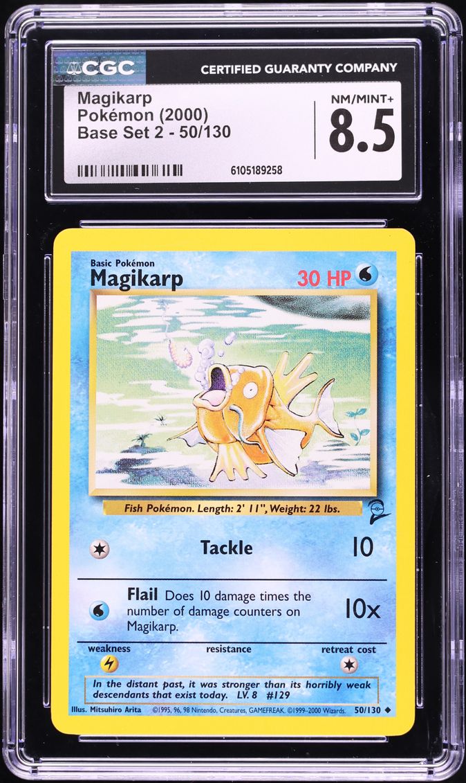 2000 Pokemon Base Set 2 Magikarp #50 CGC 8.5 NM-MT+